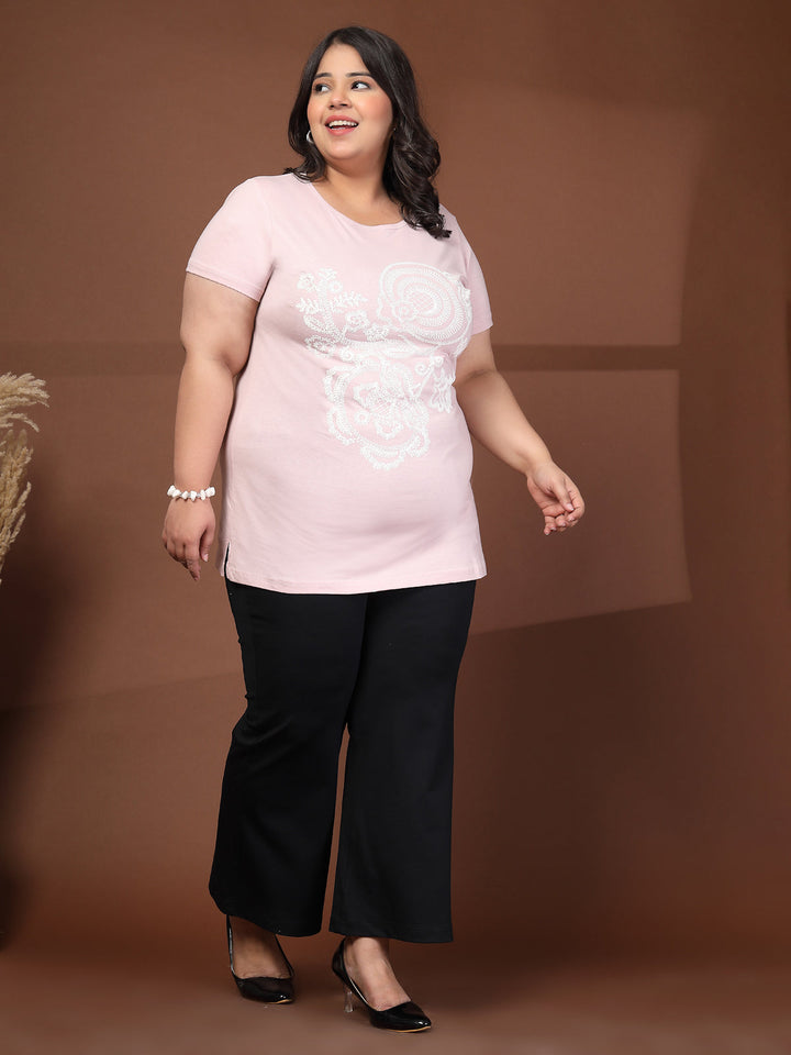 Plus Size Typography Printed T-shirt