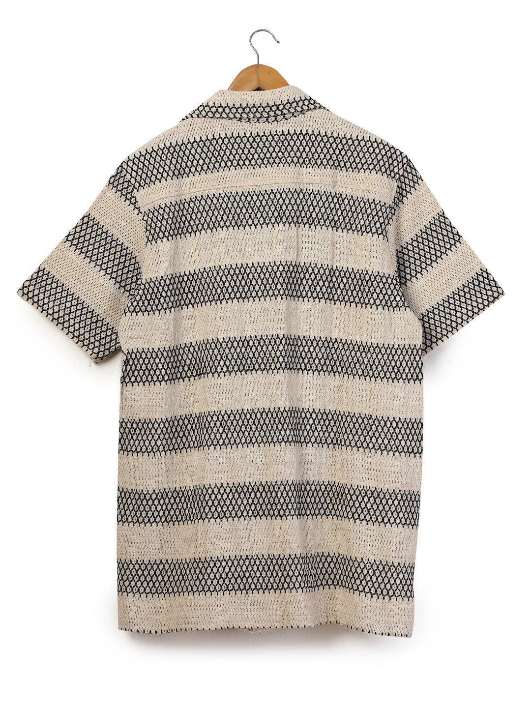 Plus Size Cuban Collar Crochet Resist Shirt