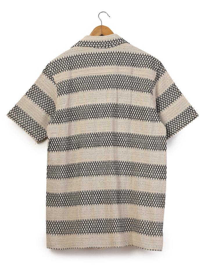 Plus Size Cuban Collar Crochet Resist Shirt