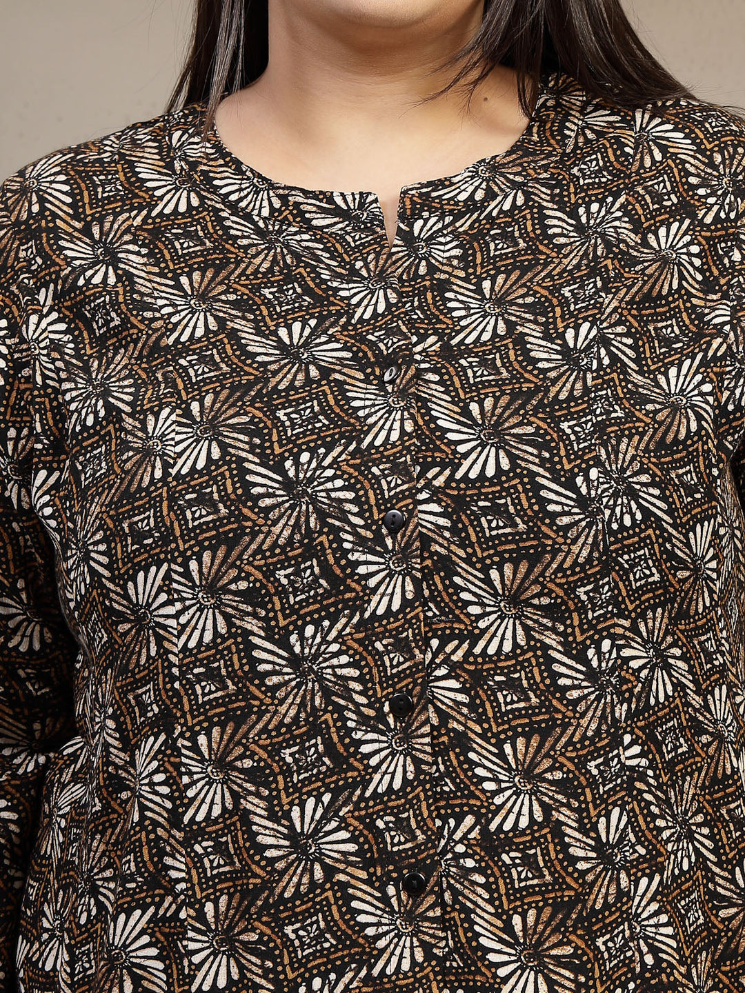 Plus Size Abstract Printed A-Line Midi Dress