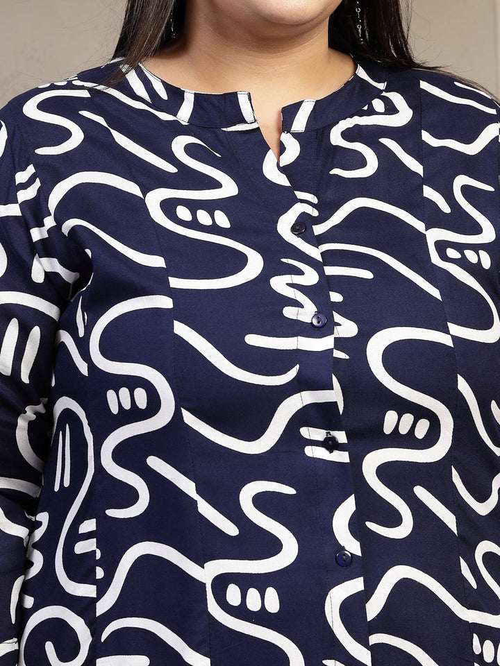 Plus Size Geometric Printed A-Line Dress