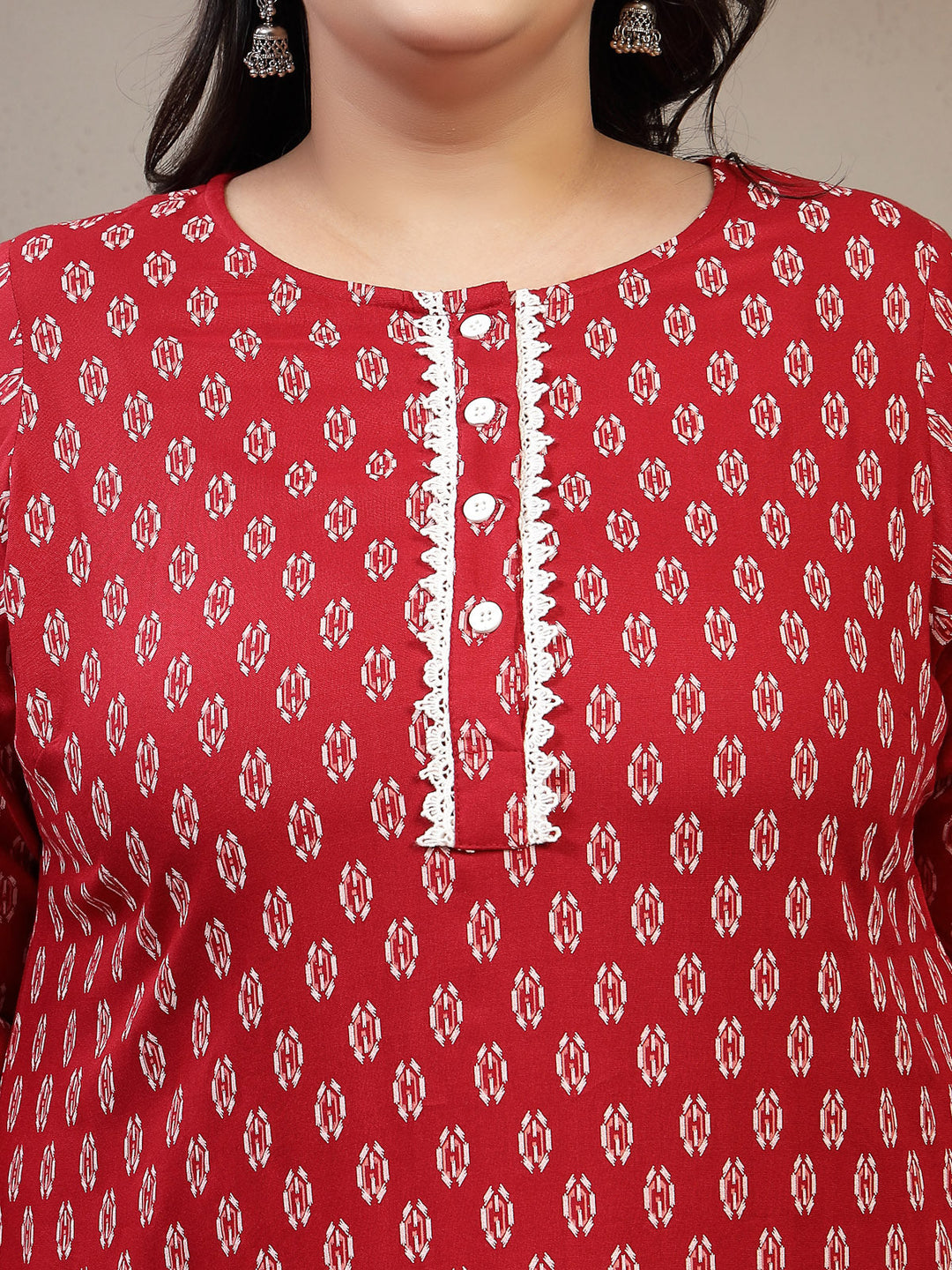 Plus Size Women Ethnic Motifs Embroidered Flared Sleeves Thread Work Kurta
