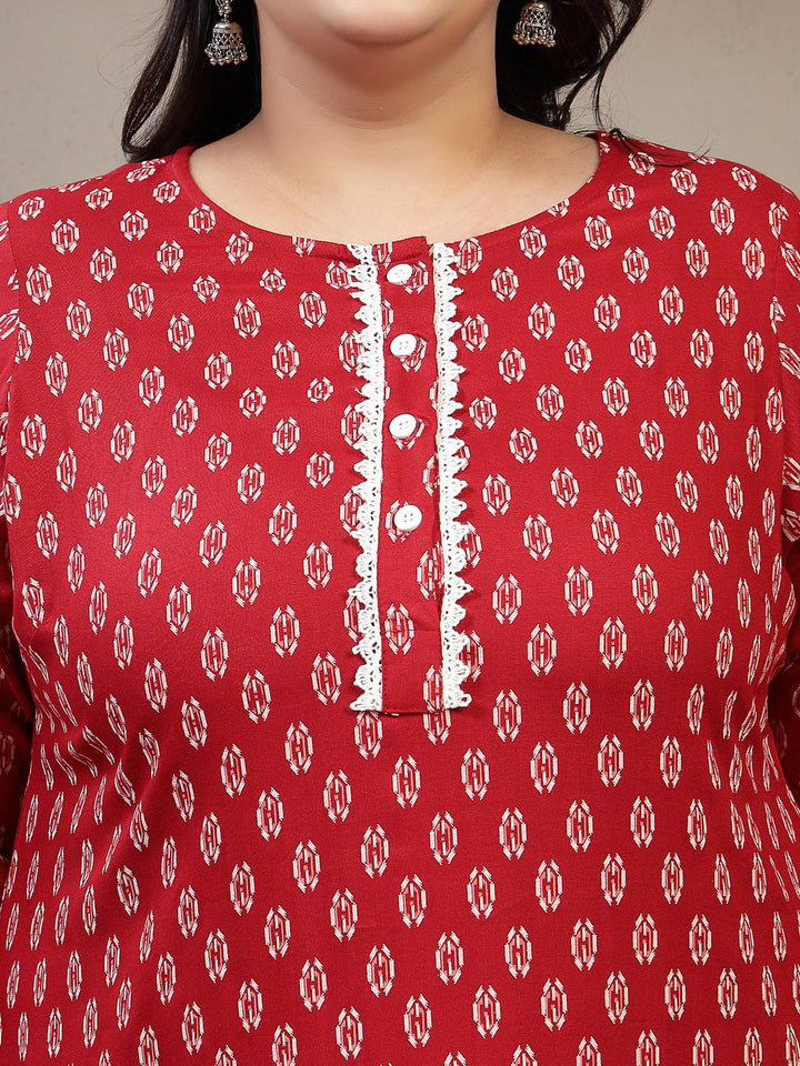 Plus Size Women Ethnic Motifs Embroidered Flared Sleeves Thread Work Kurta