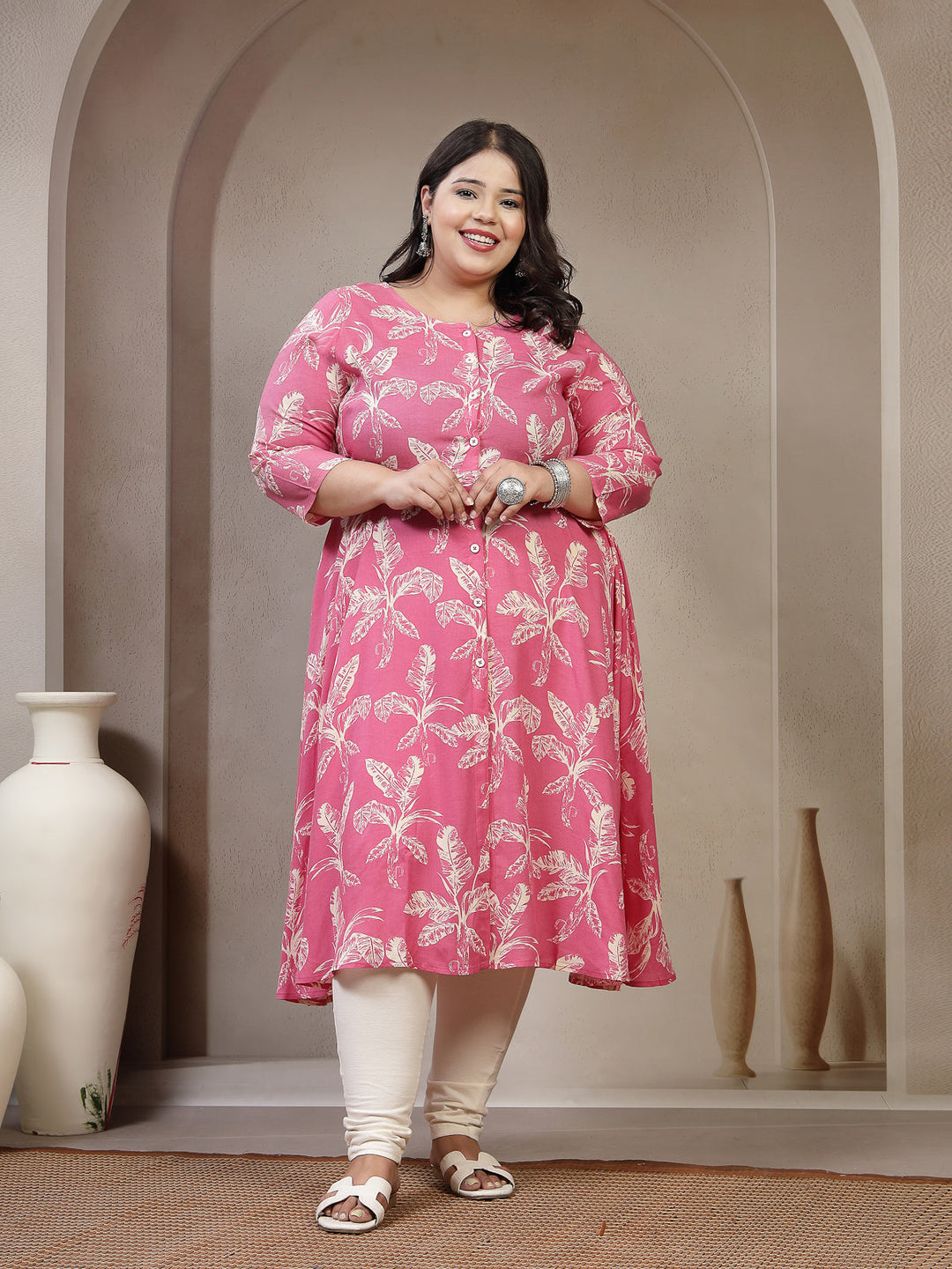 Plus Size Floral Printed Kurta