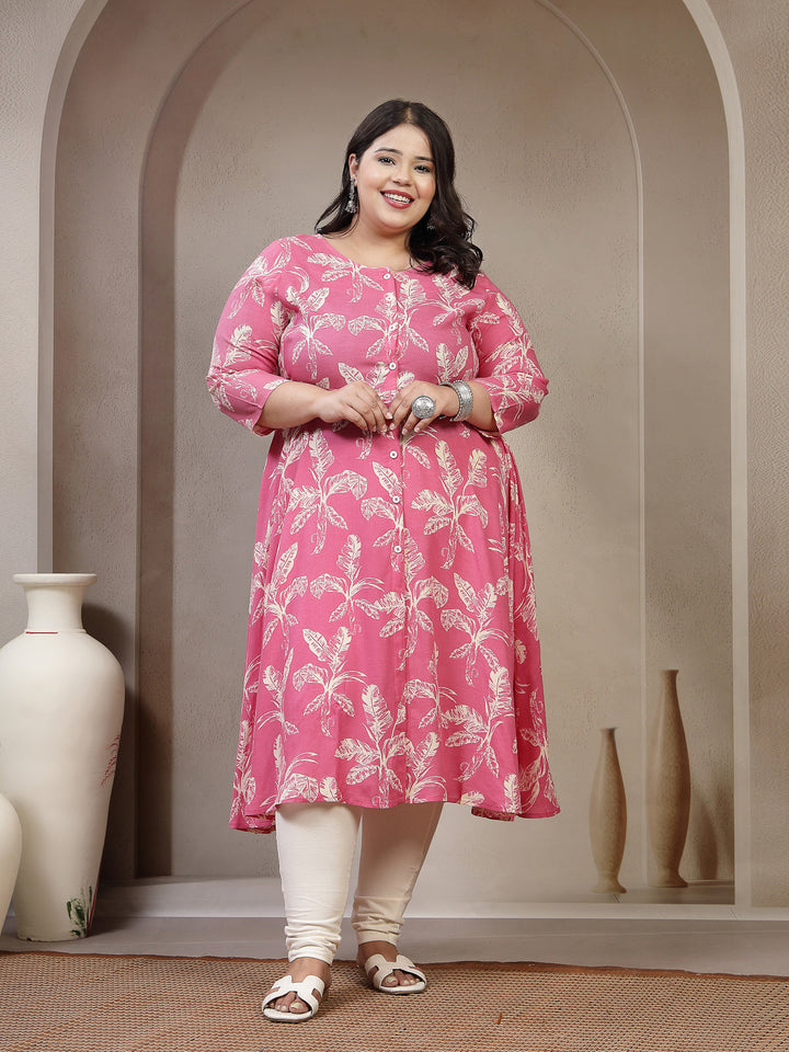Plus Size Floral Printed Kurta