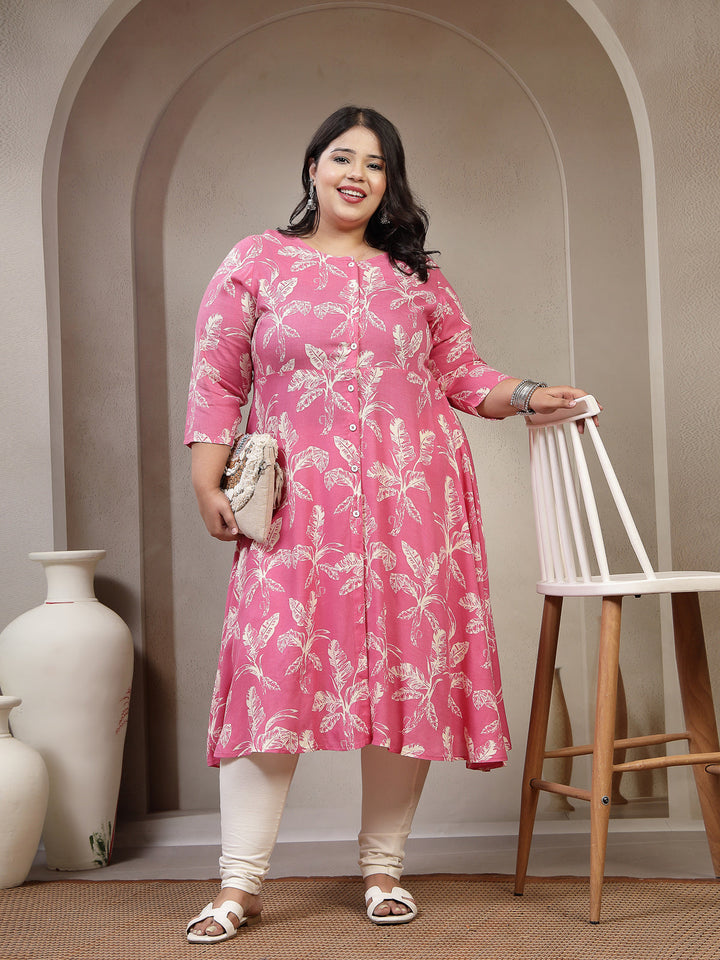 Plus Size Floral Printed Kurta