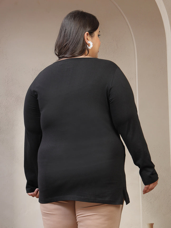 Plus Size Round Neck Cotton T-shirt