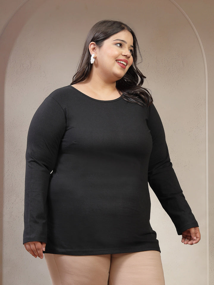 Plus Size Round Neck Cotton T-shirt
