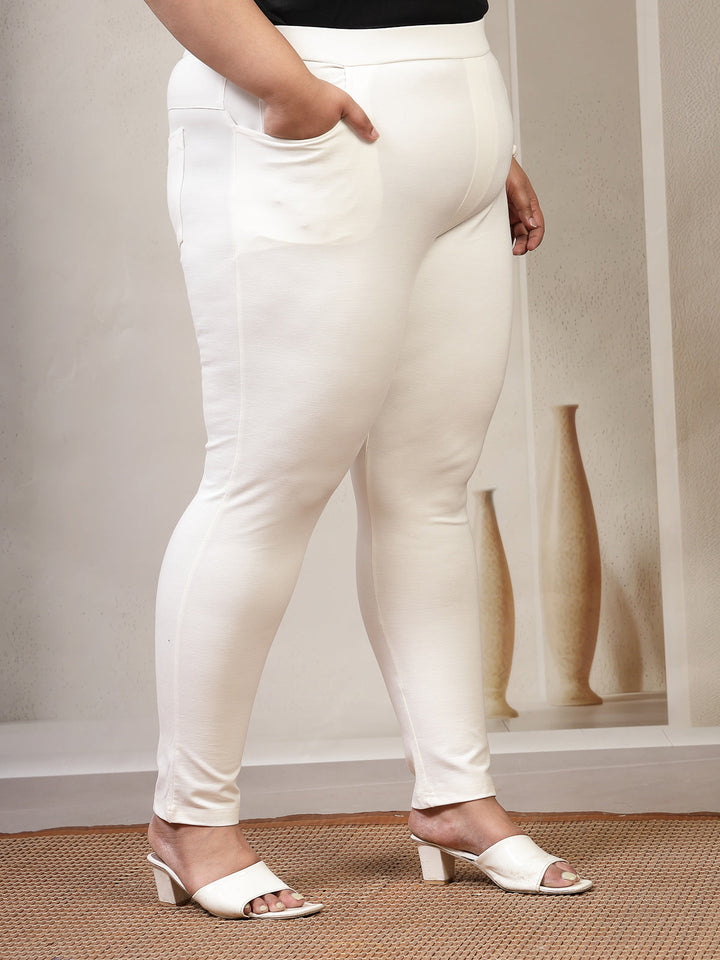 Plus Size White Tight Fit Jeggings