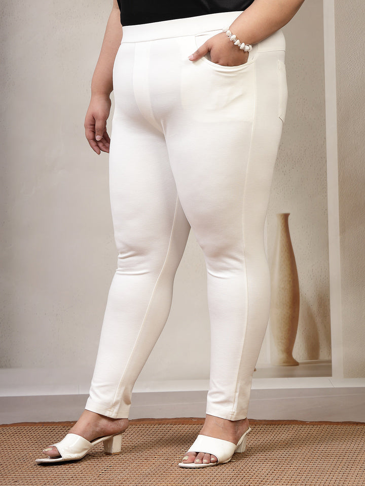 Plus Size White Tight Fit Jeggings