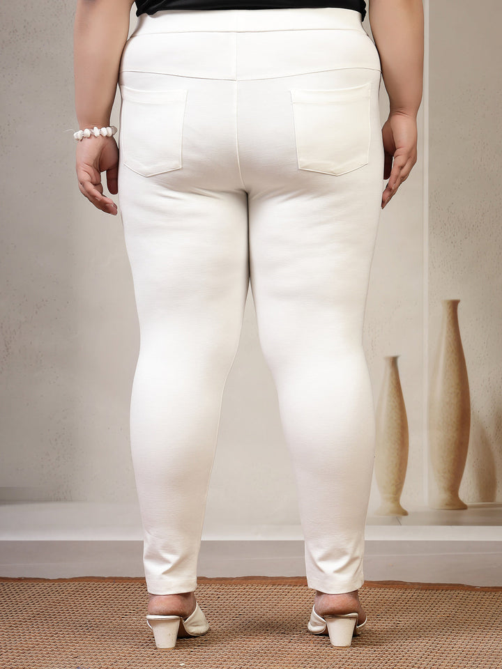 Plus Size White Tight Fit Jeggings