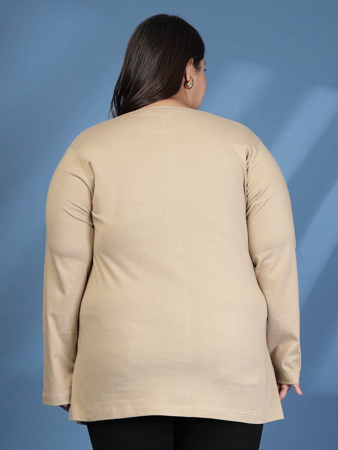 Plus Size Women Beige T-shirt