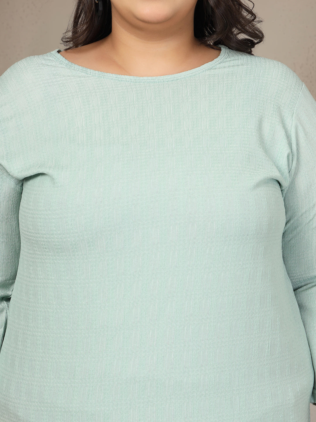 Plus Size Round Neck 3/4 Sleeve T-shirt