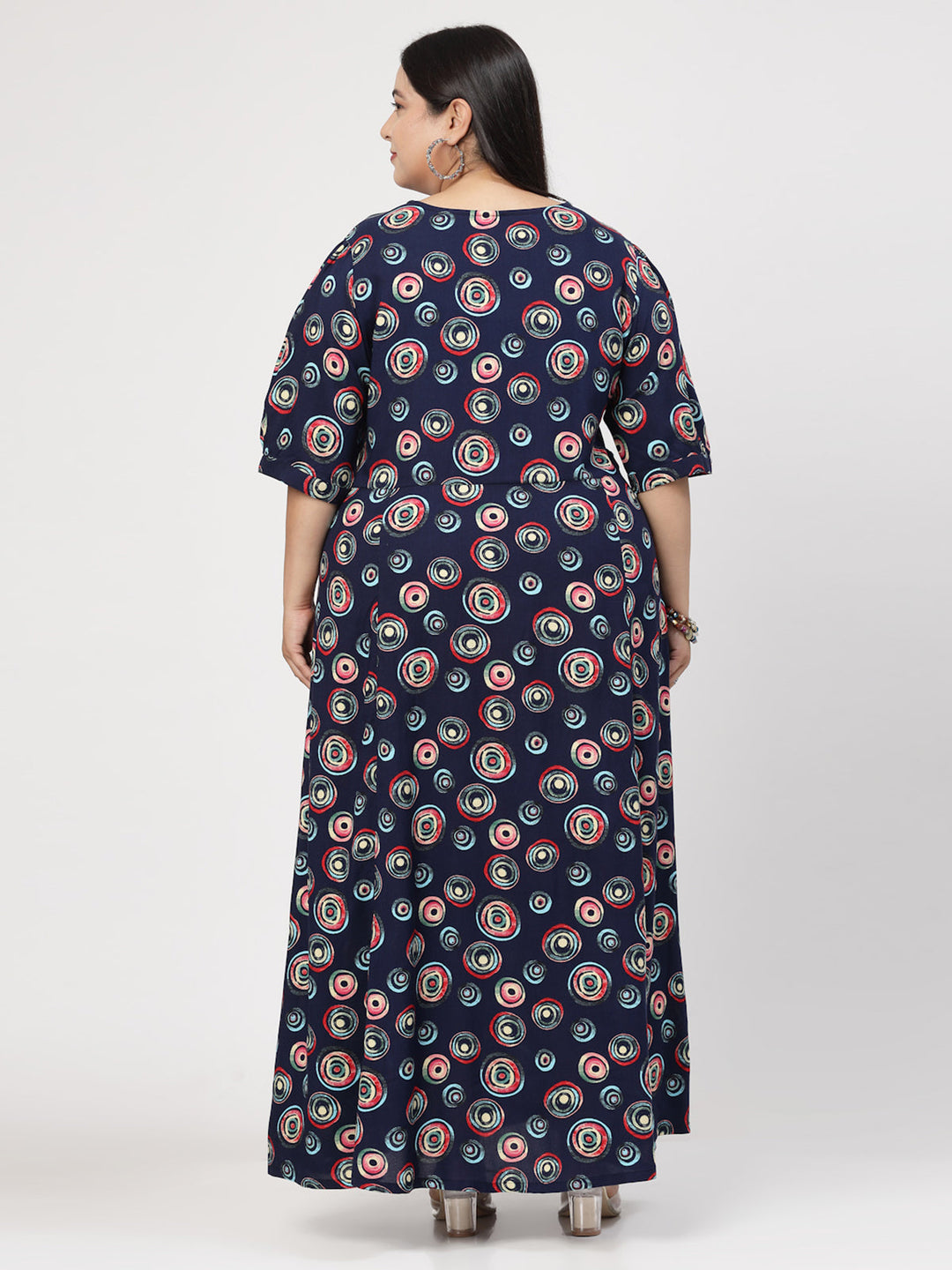 Plus Size Floral Printed V-Neck Maxi Dress