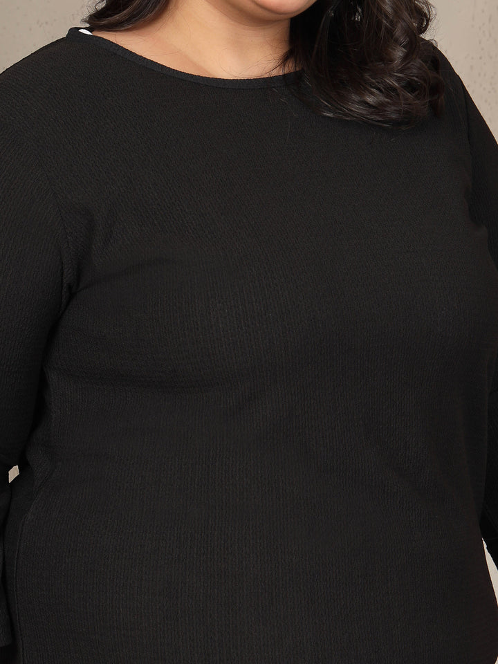 Plus Size Round Neck 3/4 Sleeve T-shirt
