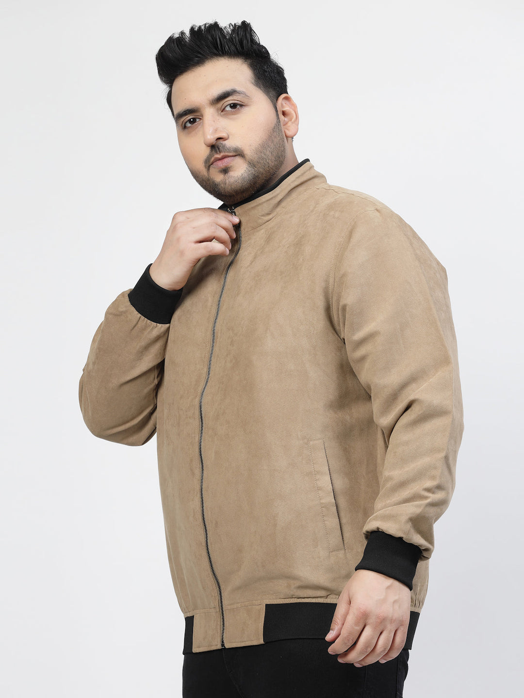 Plus Size Men Open Front Jacket