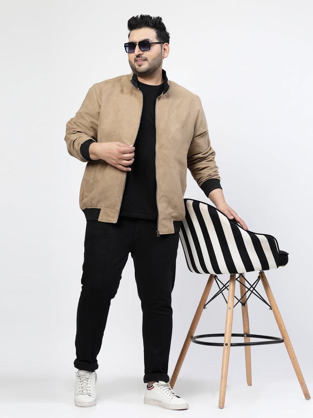 Plus Size Men Open Front Jacket