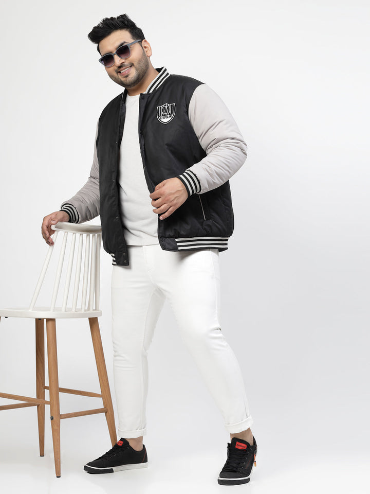 Plus Size Men Colourblocked Tailored Jacket