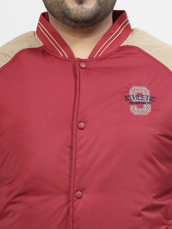 Plus Size Colourblocked Stand Collar Bomber Jacket