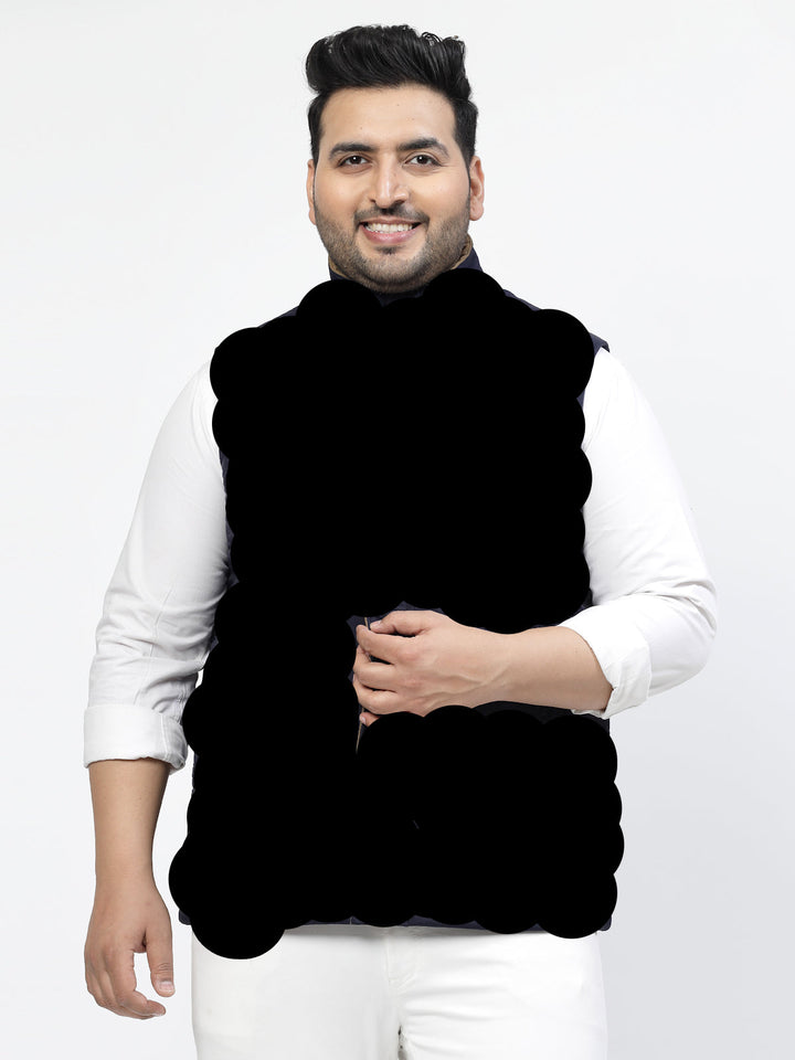 Plus Size Men Geometric Striped Longline Tailored Jacket