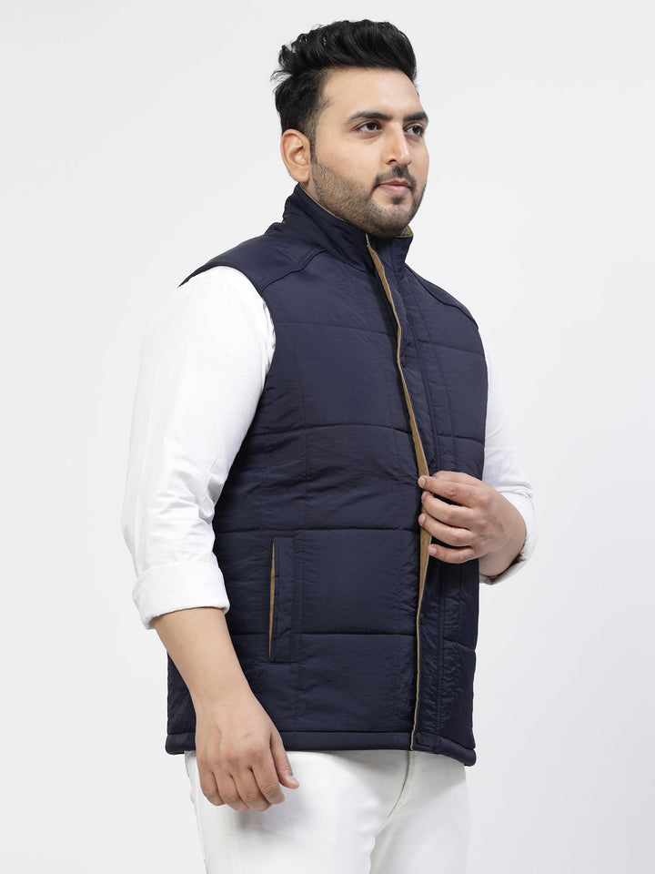 Plus Size Men Geometric Striped Longline Tailored Jacket