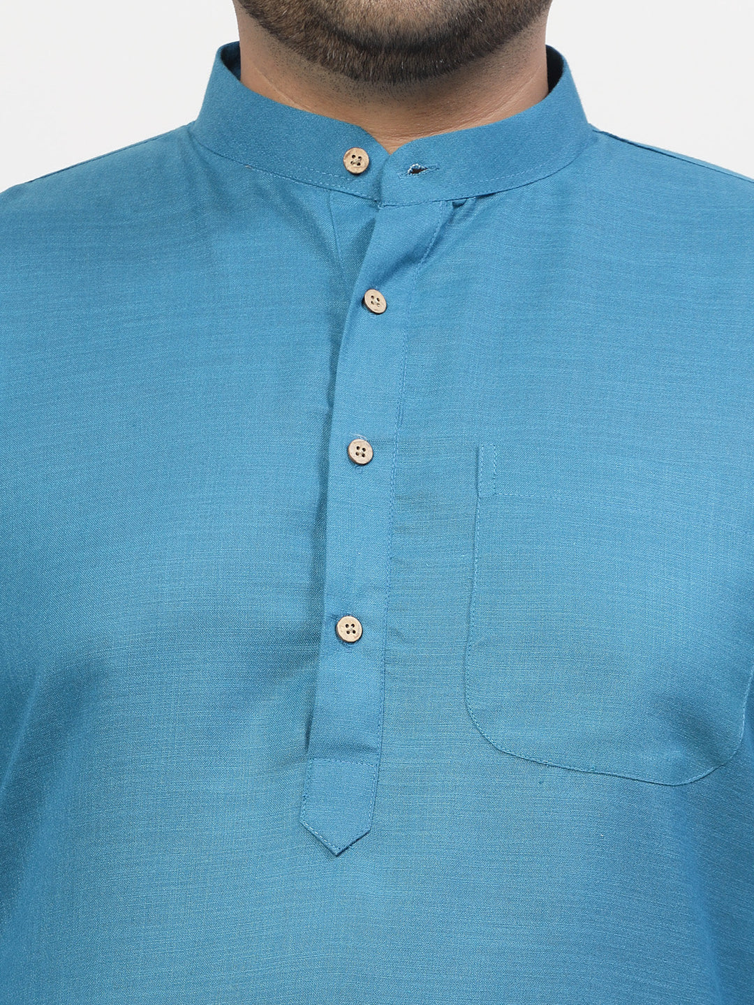 Plus Size Men Blue & White Solid Kurta with Pyjamas
