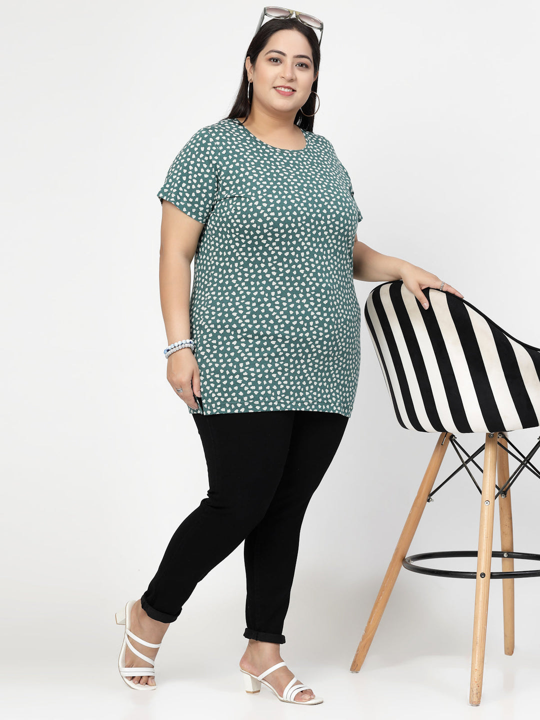 Plus Size Conversational Printed Round Neck Cotton T-shirt