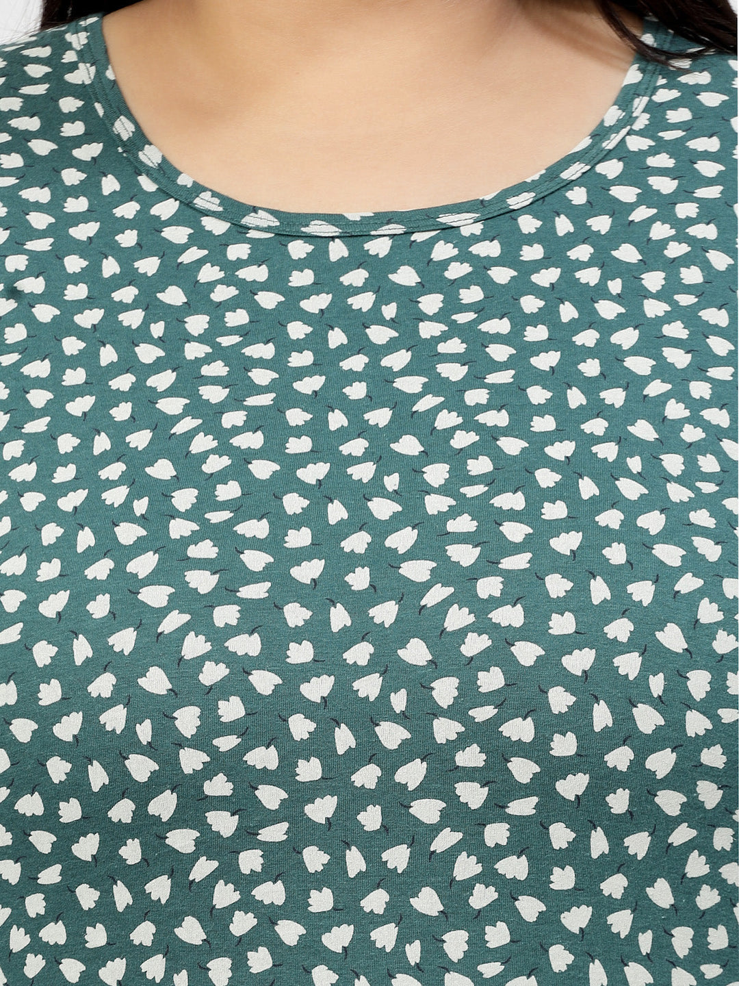Plus Size Conversational Printed Round Neck Cotton T-shirt