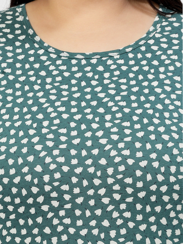 Plus Size Conversational Printed Round Neck Cotton T-shirt