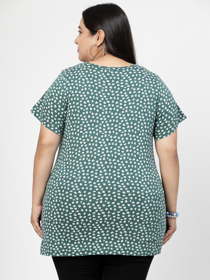 Plus Size Conversational Printed Round Neck Cotton T-shirt