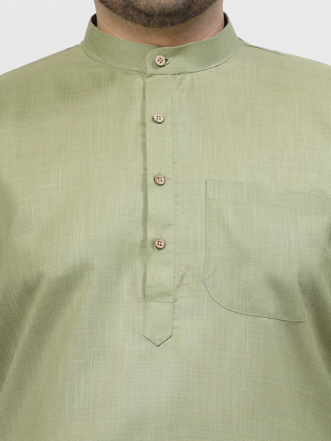 Plus Size Men Green & White Solid Kurta with Pyjamas