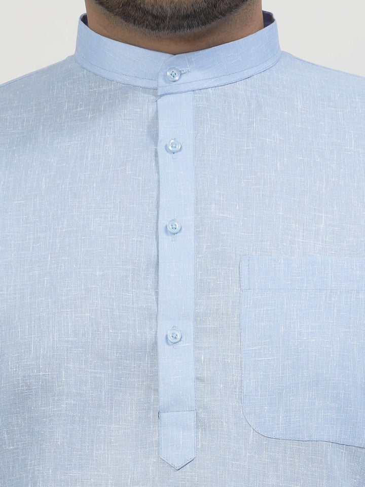 Plus Size  Blue & White Regular Pure Cotton Kurta with Pyjamas