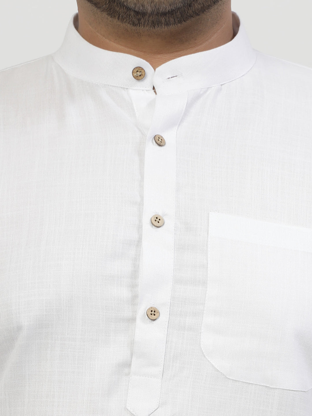 Plus Size Men White Solid Kurta with Pyjamas