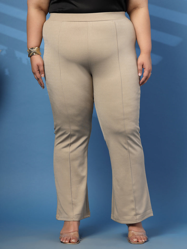 Plus Size Beige Slim Fit Jeggings