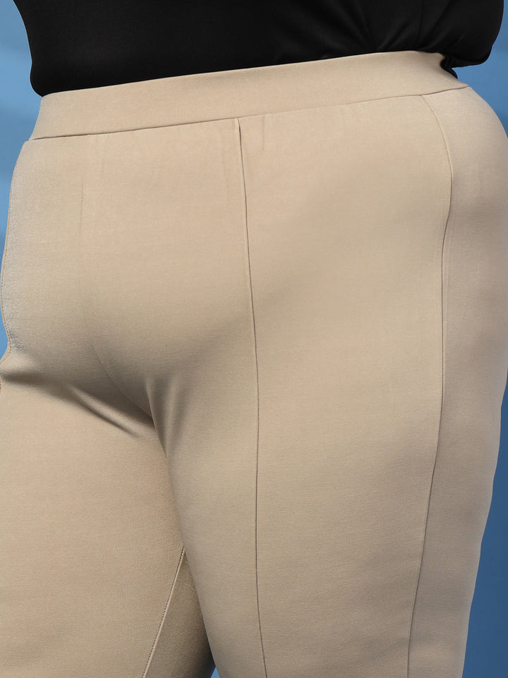 Plus Size Beige Slim Fit Jeggings