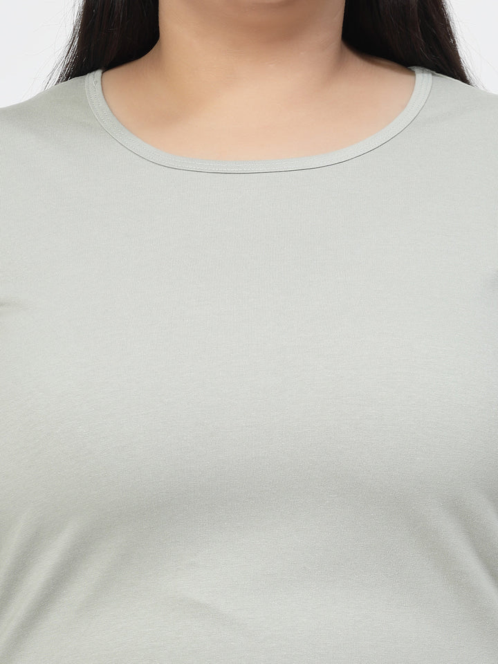 Plus Size  Round Neck Short Sleeves Cotton T-shirt