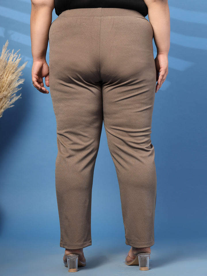 Plus Size Women Brown Jeggings