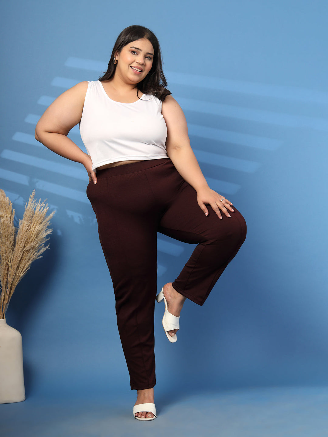 Plus Size Women Wine Jeggings
