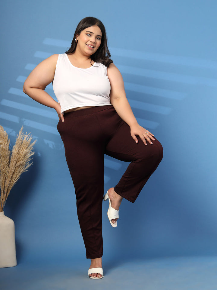 Plus Size Women Wine Jeggings