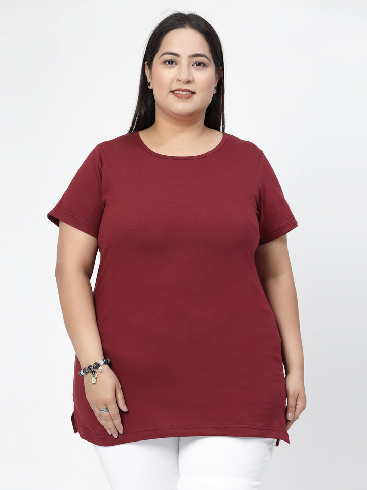 Plus Size Round Neck Short Sleeves Cotton Regular Fit  T-shirt