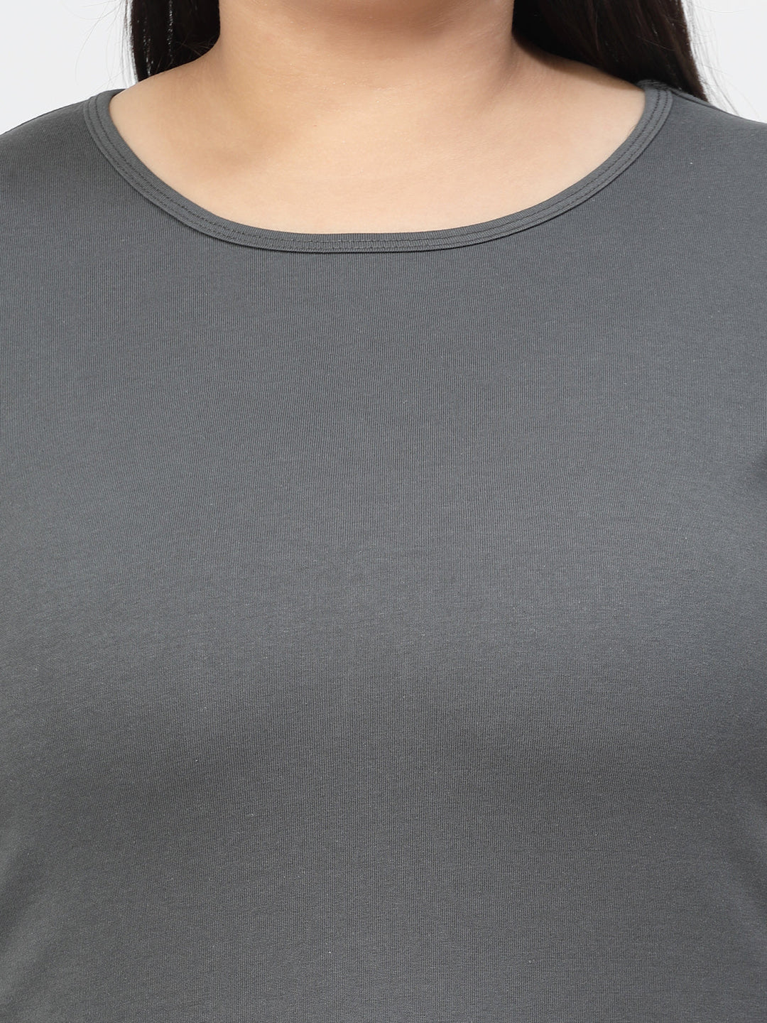 Plus Size  Round Neck Short Sleeves Cotton T-shirt