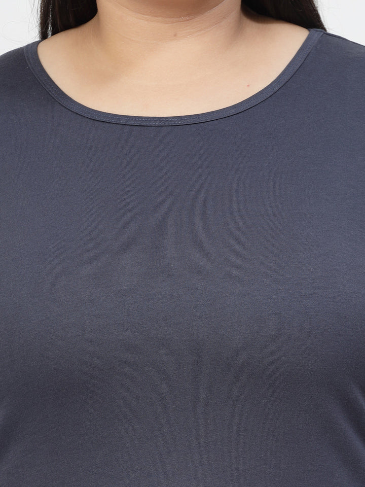 Plus Size Round Neck Short Sleeves Cotton Regular Fit  T-shirt