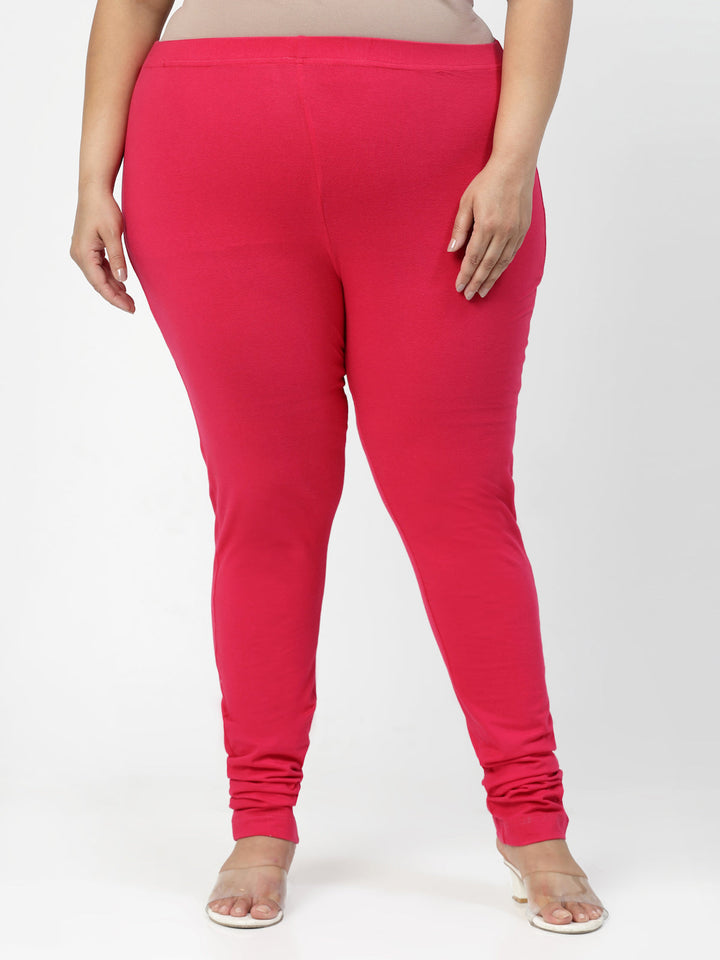 Plus Size Pink Churidar Leggings
