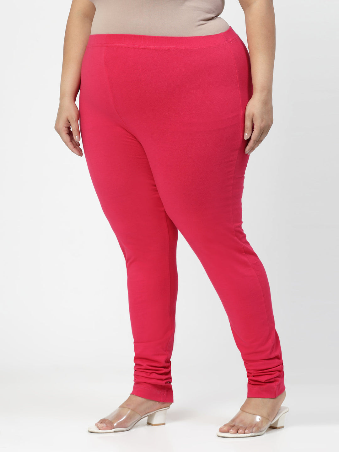 Plus Size Pink Churidar Leggings
