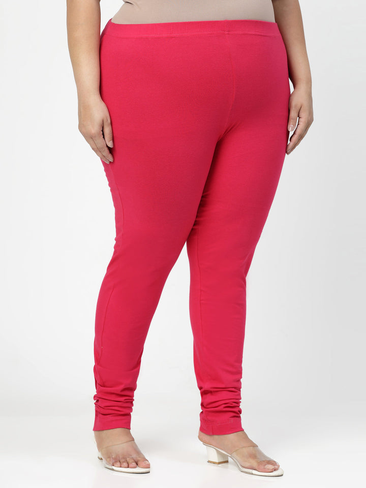 Plus Size Pink Churidar Leggings