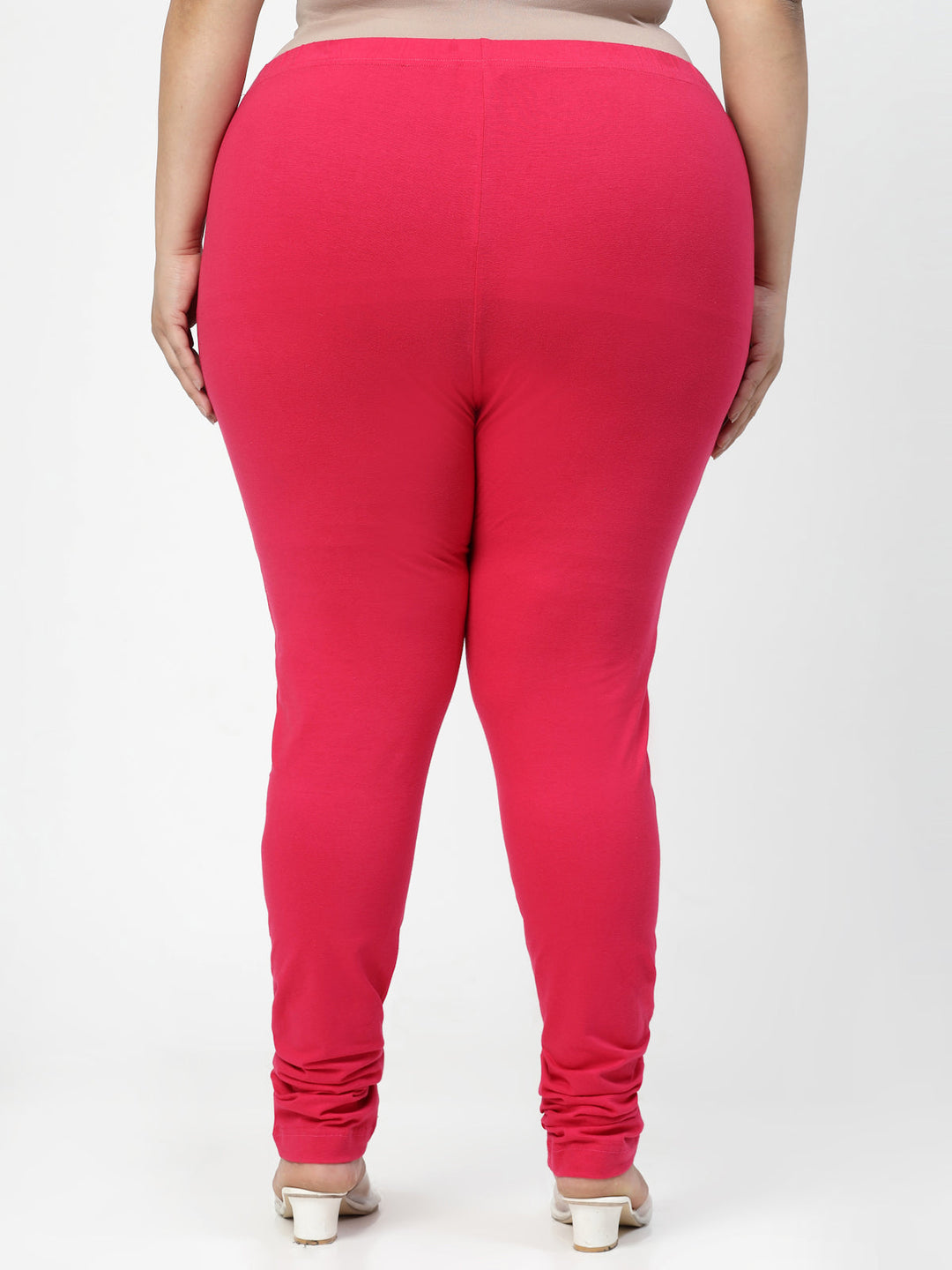 Plus Size Pink Churidar Leggings