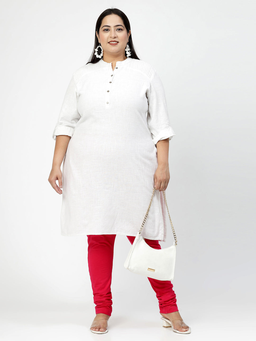 Plus Size Pink Churidar Leggings