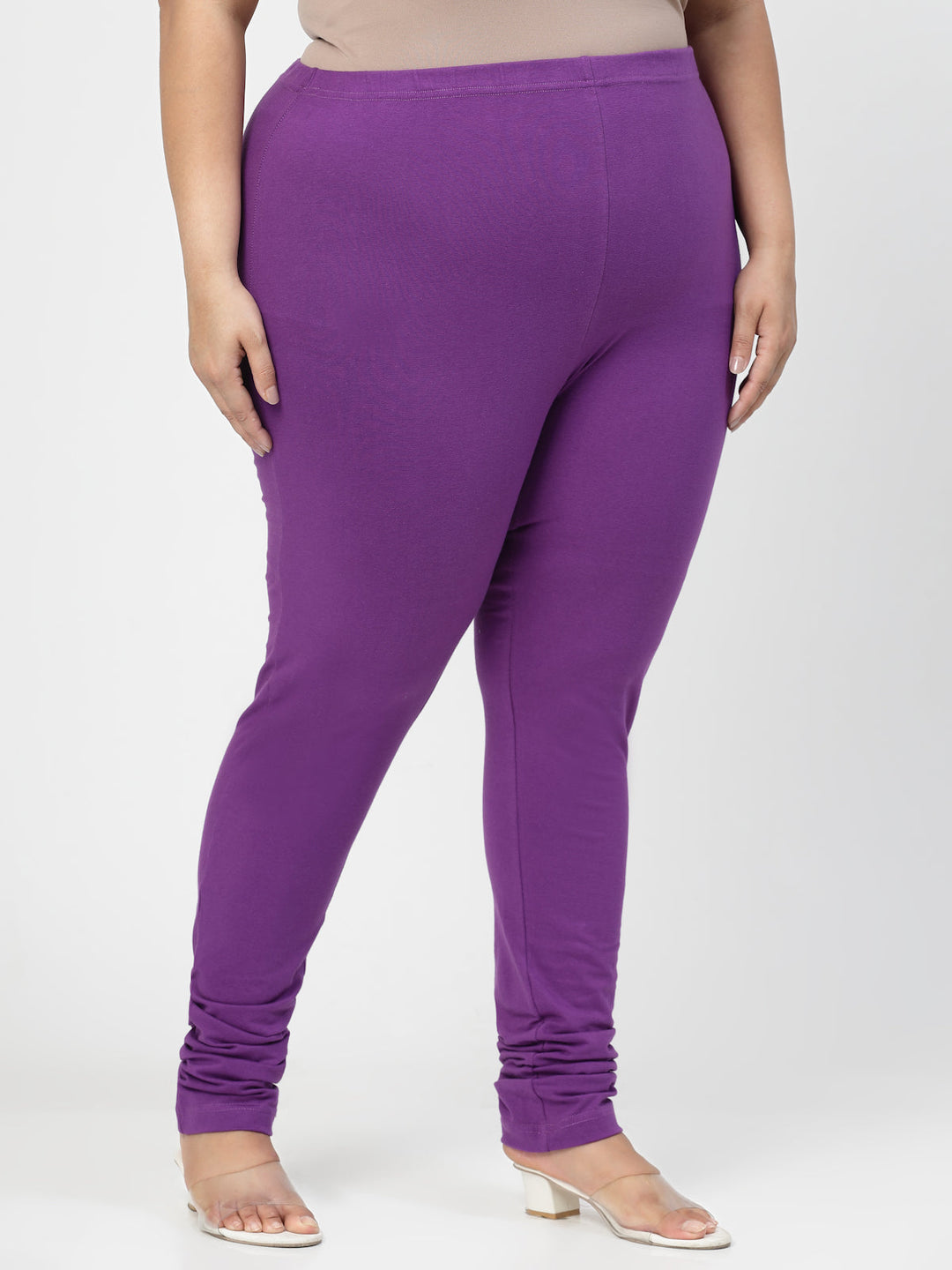 Plus Size Pink Churidar Leggings