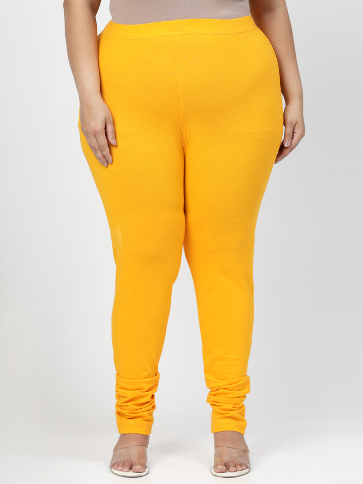 Plus Size Mustard Churidar Leggings