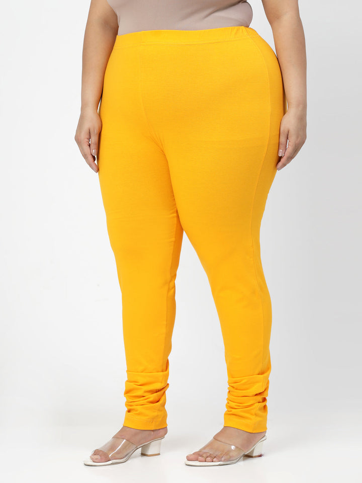 Plus Size Mustard Churidar Leggings
